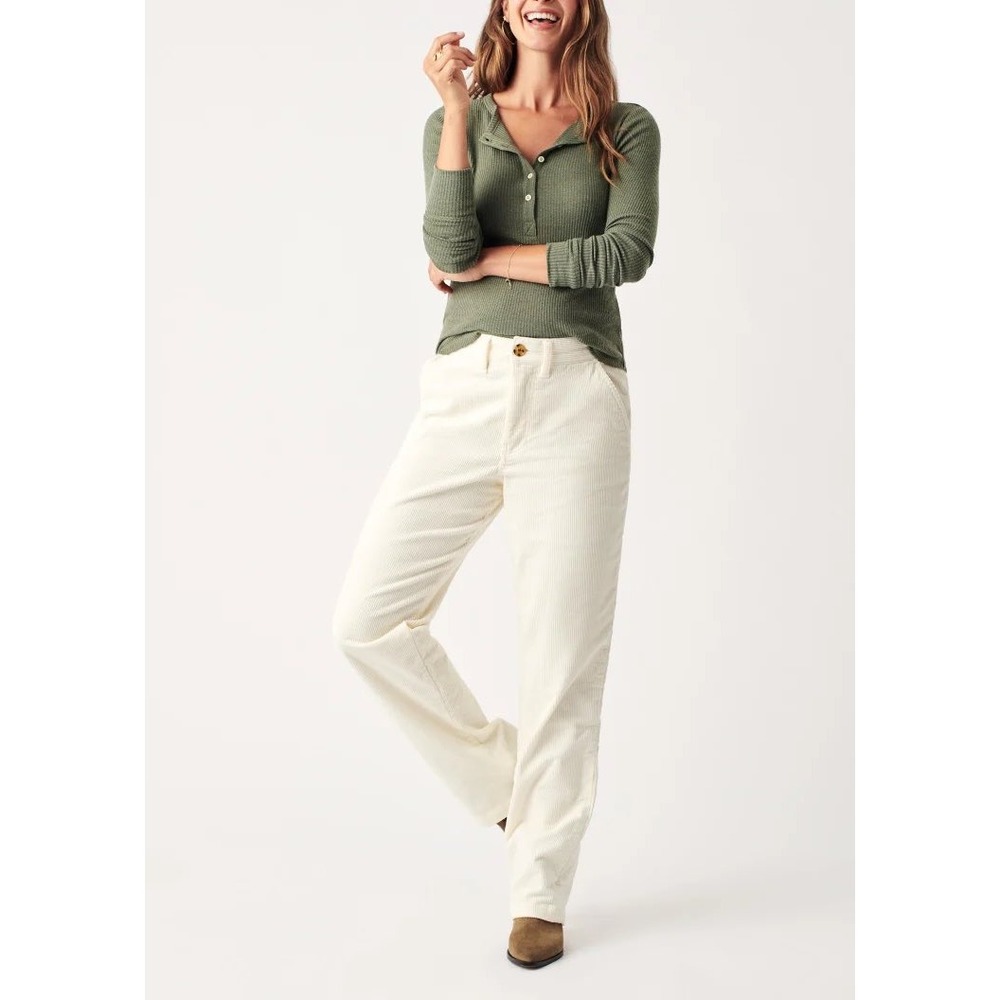 Faherty Endless Corduroy Pants Ivory Slim Fit Stretch Organic Cotton Size 24